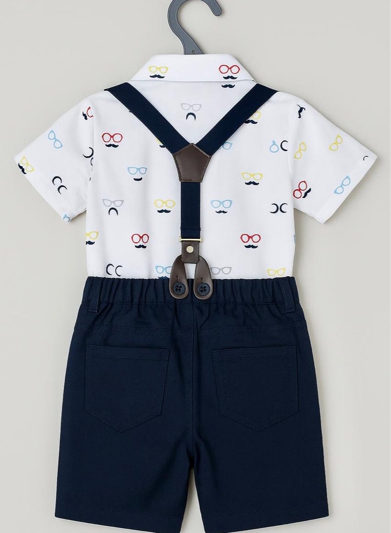 ANDRINA Baby Boys 1st Birthday Outfits Gentleman Suit, Shorts and Shirt Set with Tie.  - Image 3