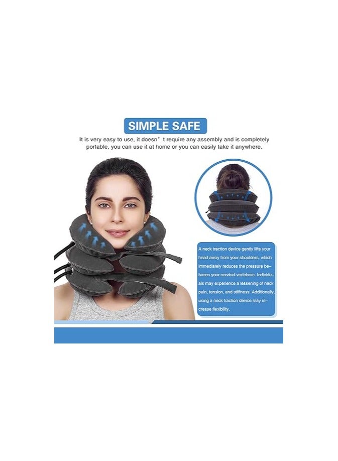 Sunany Cervical Neck Traction Device Inflatable Neck Support, Adjustable Neck Brace is Good for Spine Alignment and Chronic Neck Pain Relief, Traction Collar is Easy to Use at Home or Office - Image 3