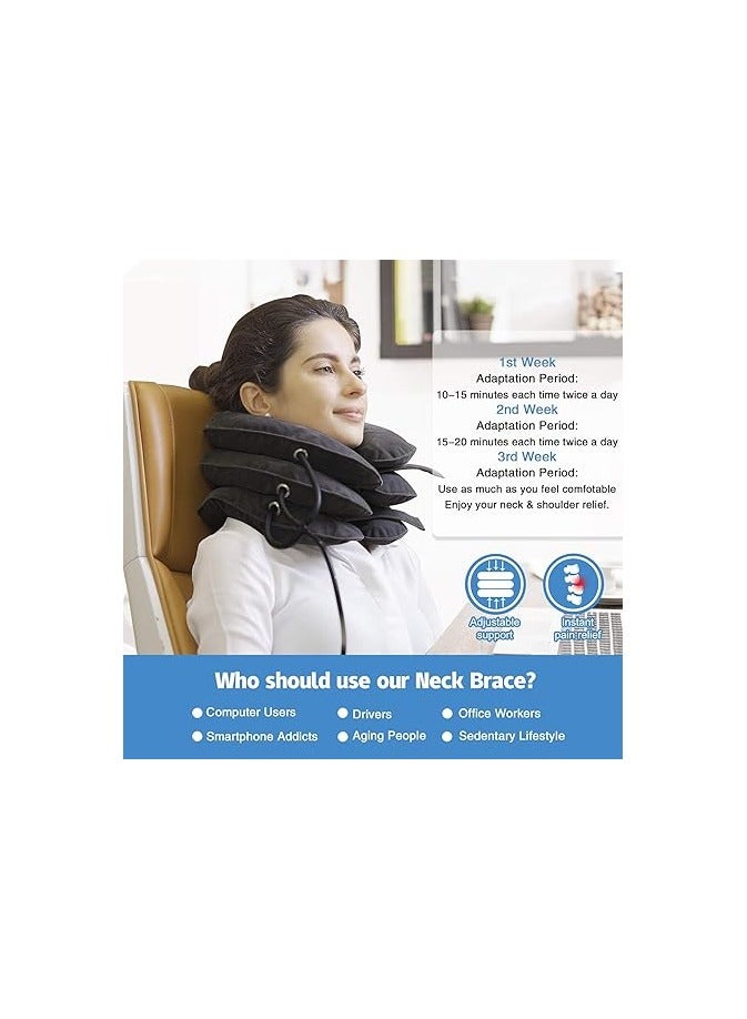 Sunany Cervical Neck Traction Device Inflatable Neck Support, Adjustable Neck Brace is Good for Spine Alignment and Chronic Neck Pain Relief, Traction Collar is Easy to Use at Home or Office - Image 4