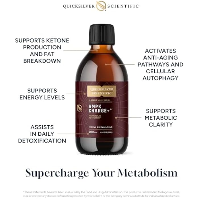 Quicksilver Scientific AMPK Charge+ - Support The Benefits of Intermittent Fasting, Carb Restrictive + Keto Protocols - Promotes Energy Production, Fat Breakdown + Healthy Aging (10.14oz / 300ml) - Image 3