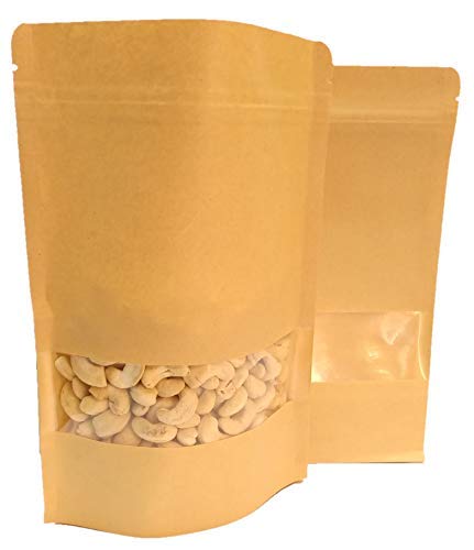 Adaamya Adaamya Brown Stand Up Zip Lock Pouch Store Up to 1500 gm Pack of 1025 50 Pcs Size 30 Cm Length X 20 Cm Width with Inside polythene Coating 25 Pcs  - Image 1