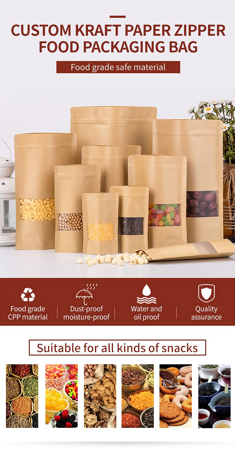 Adaamya Adaamya Brown Stand Up Zip Lock Pouch Store Up to 1500 gm Pack of 1025 50 Pcs Size 30 Cm Length X 20 Cm Width with Inside polythene Coating 25 Pcs  - Image 4