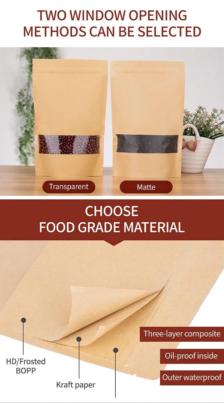 Adaamya Adaamya Brown Stand Up Zip Lock Pouch Store Up to 1500 gm Pack of 1025 50 Pcs Size 30 Cm Length X 20 Cm Width with Inside polythene Coating 25 Pcs  - Image 5