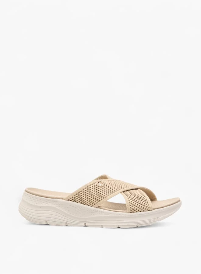 لو كونفورت صنادل نسائية بنسيج محبوك بتصميم سهل الارتداء وشريط متقاطع