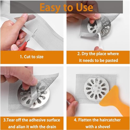 Rushwak Self Adhesive Mesh Roll for Bathroom Drain Kitchen Sink Strainer Disposable Hair Catcher Shower Drain Mesh Stickers Cuttable PVC Mash Shower Drain Cover Hair Catcher for Any Length (12cm x 4m) - Image 2