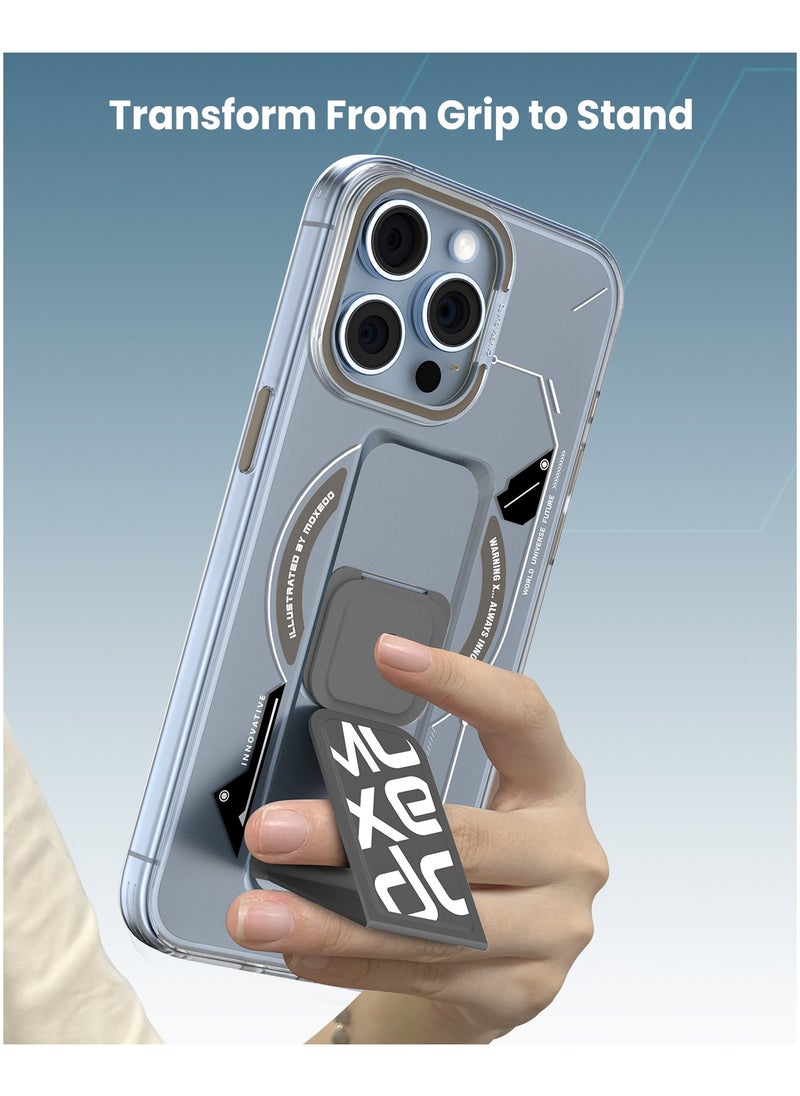 Moxedo Moxedo Magnetic Protective Case Scratch Resistant Drop Protection with Built-in Extendable Grip Stand Compatible for iPhone 13 Pro Max 6.7 inch - Grey  - Image 4