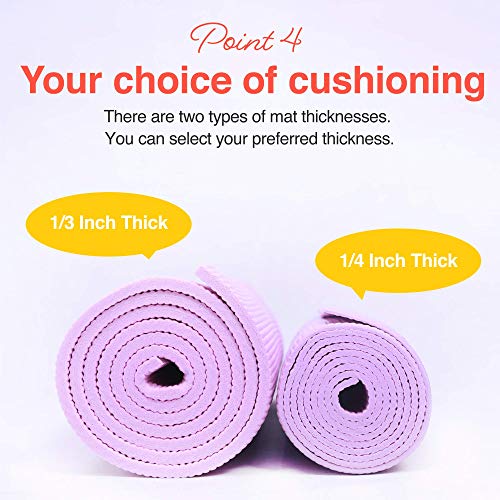 Primasole Yoga Mat with Carry Strap for Yoga Pilates Fitness and Floor Workout at Home and Gym 1/4 thick (Azalea Pink Color) PSS91NH004A - Image 5
