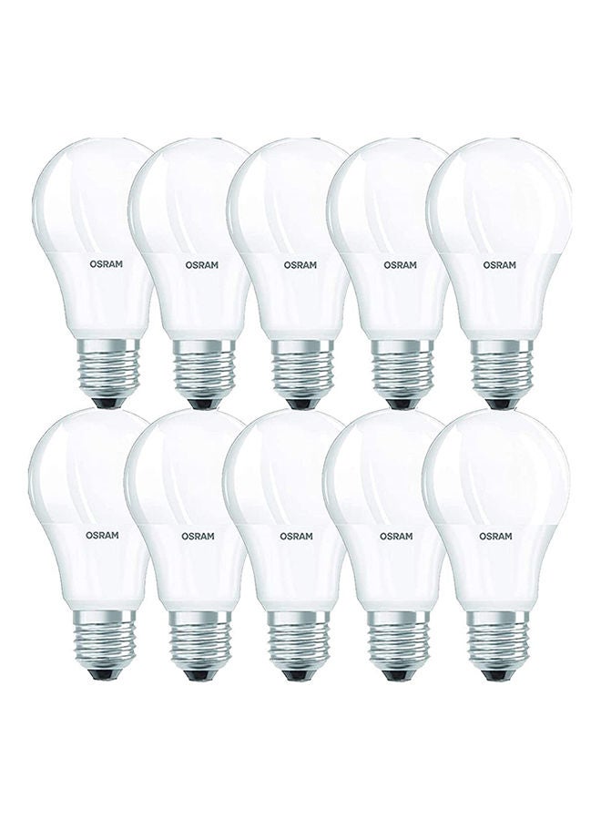 OSRAM 10-Piece E27 Value Classic A75 Warm White 10W Frosted Screw Base 2700K LED Bulb - Image 1
