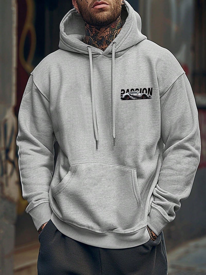 SXV STYLE Passion Racing Sports Hoodie, Grey, Car Blueprint Design, Contest Racing Series (in, Alpha, 2XL, Grey) - Image 2