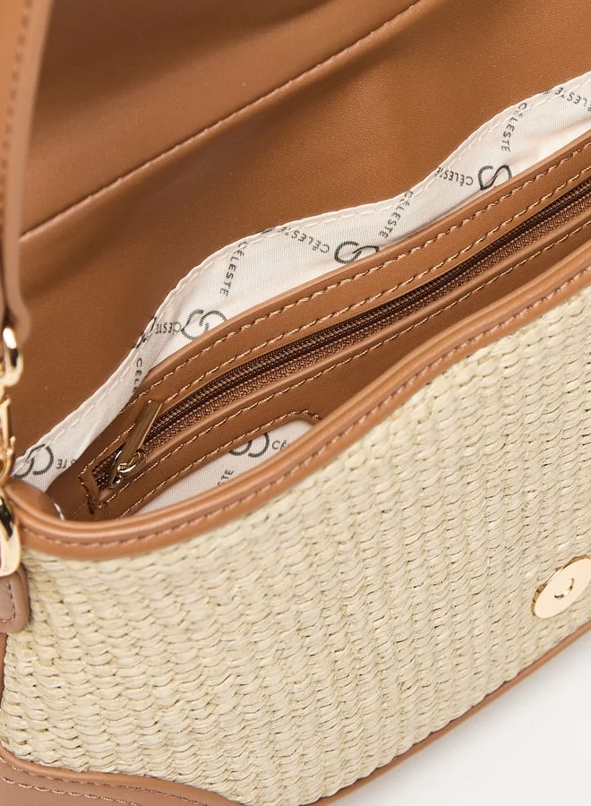 Celeste Textured Crossbody Bag with Detachable Straps and Magnetic Closure