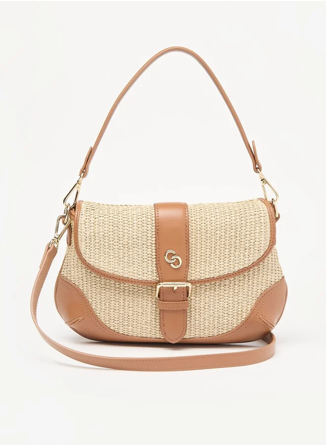 سيليست Textured Crossbody Bag with Detachable Straps and Magnetic Closure