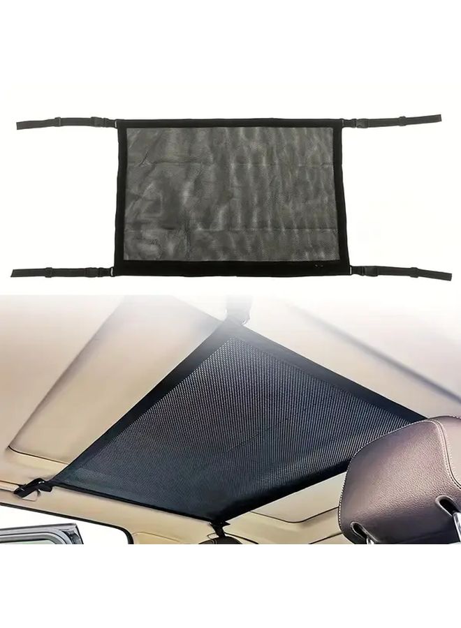 Heavy Duty Car Ceiling Storage Net 31.5x20.8 Inch Black Zipper Roof Rack - Image 2