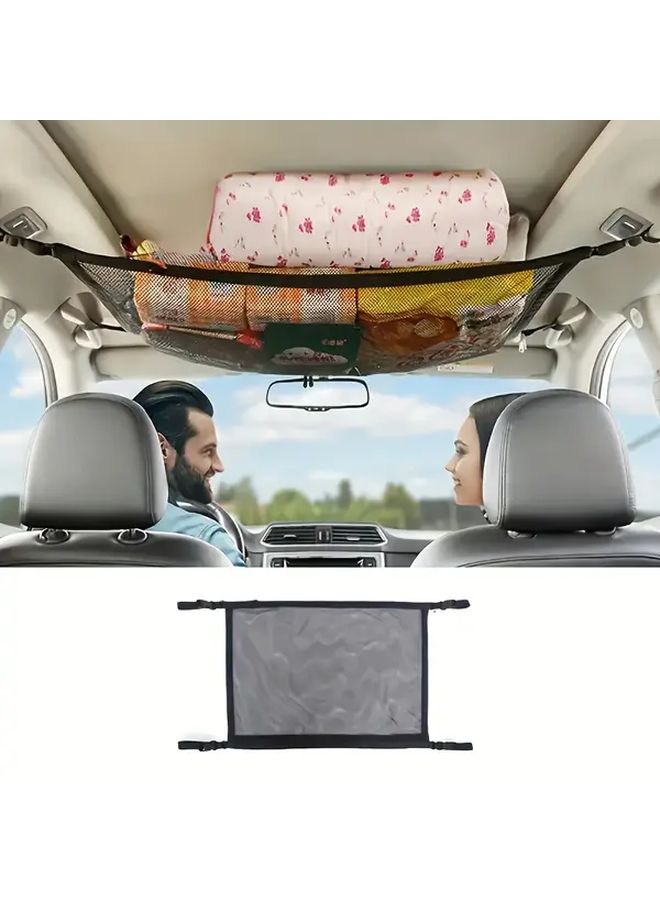 Heavy Duty Car Ceiling Storage Net 31.5x20.8 Inch Black Zipper Roof Rack - Image 1