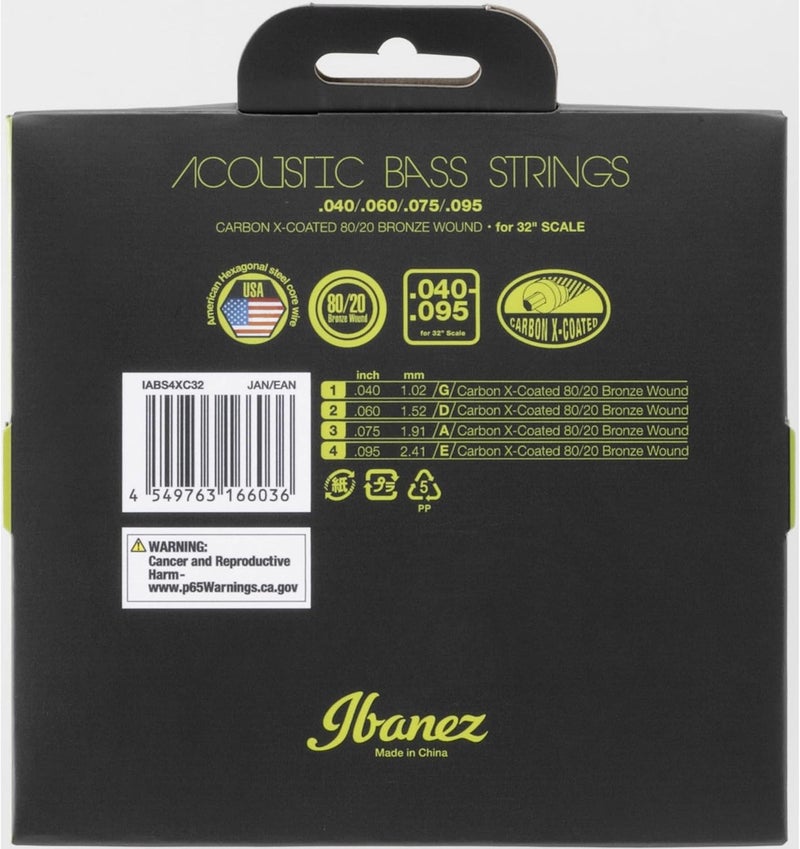 ايبانيز أوتار IBANEZ المطلية بالكربون لجيتار باس أكوستيك بمقياس 32 بوصة - 040-095 80/20 برونز (IABS4XC32) - Image 2