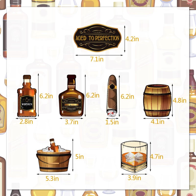 WEEPA 21 Pcs Whiskey Birthday Decorations for Men Aged to Perfection Birthday Decorations Whiskey Party Hanging Swirls Beer Themed Decor for 30th 40th 50th Party Supplies - Image 3