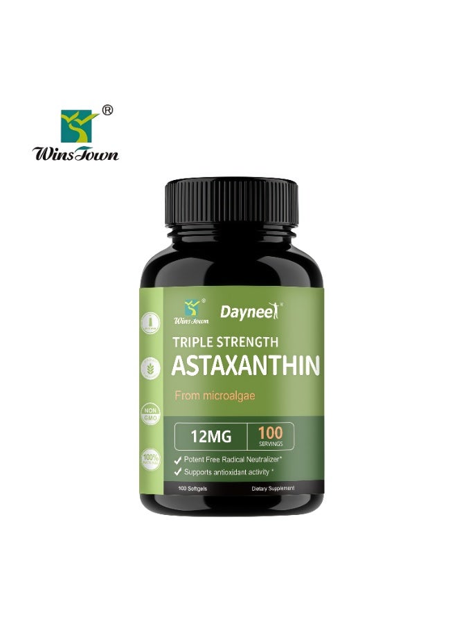 Winstown Triple Strength Astaxanthin Softgels | 12mg High Concentration Microalgae Extract | 100 Capsules - Image 1