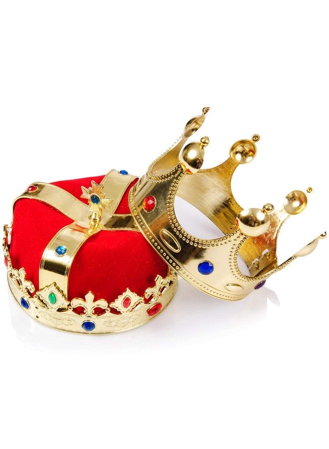 Skeleteen Regal Gold King Crown Royal Red Felt Imperial Jeweled Mens And Womens Unisex Party Dress Up Accessory Crowns 1 Piece - Image 3