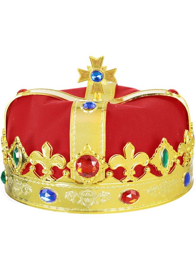 Skeleteen Regal Gold King Crown Royal Red Felt Imperial Jeweled Mens And Womens Unisex Party Dress Up Accessory Crowns 1 Piece - Image 2