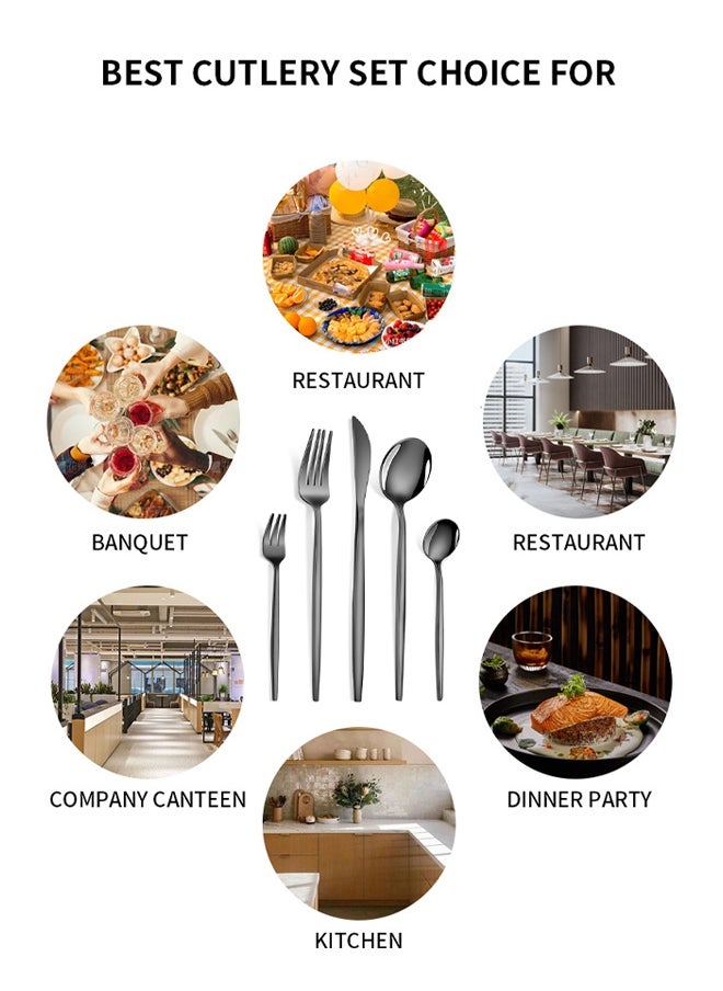 XiuWoo 30-Piece Stainless Steel Knife Fork Spoon Full Set for Home Office Restaurant Hotel  - Image 4
