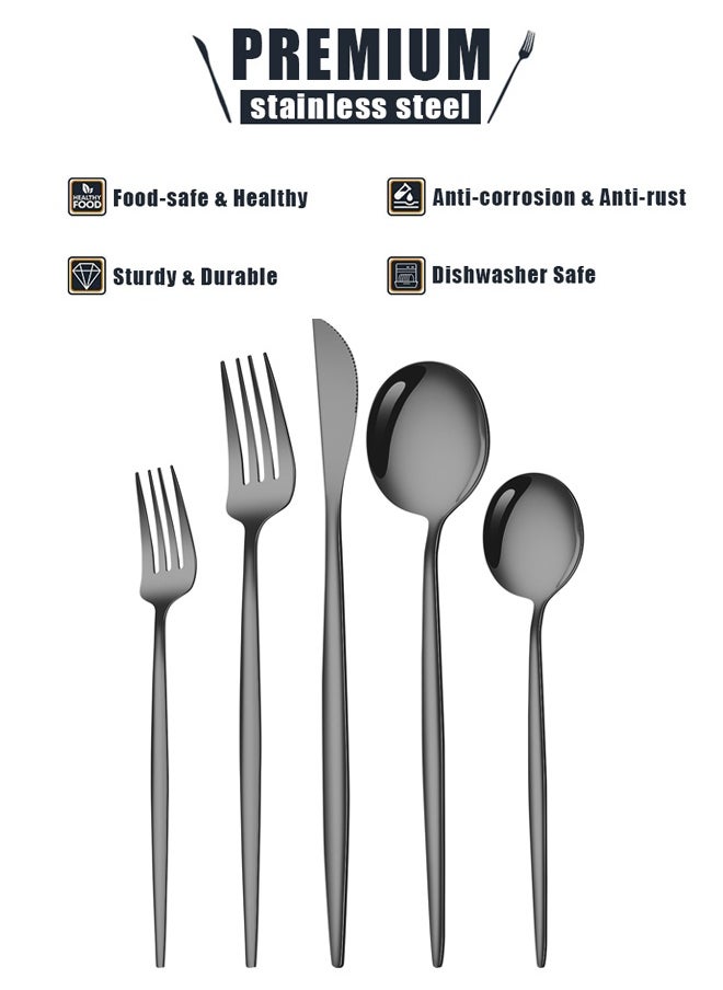XiuWoo 30-Piece Stainless Steel Knife Fork Spoon Full Set for Home Office Restaurant Hotel  - Image 3