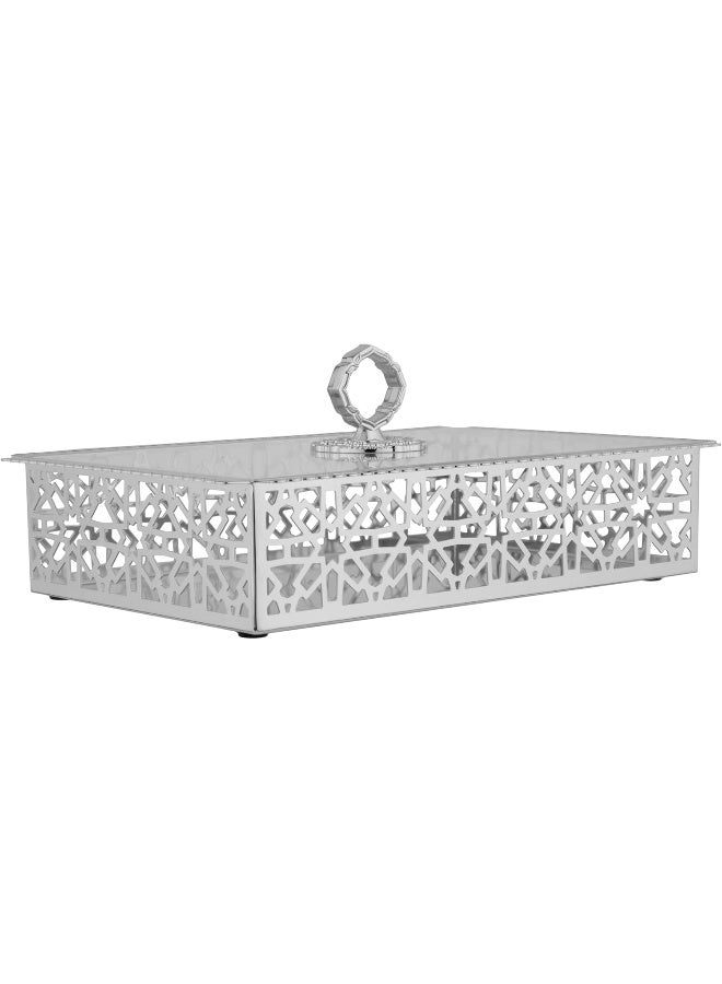 السيف  ريمان صينية تقديم حديد استيل بغطاء كروم صغيرة - Image 2