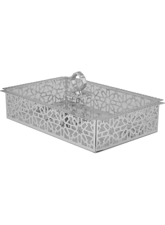 السيف  ريمان صينية تقديم حديد استيل بغطاء كروم صغيرة - Image 3