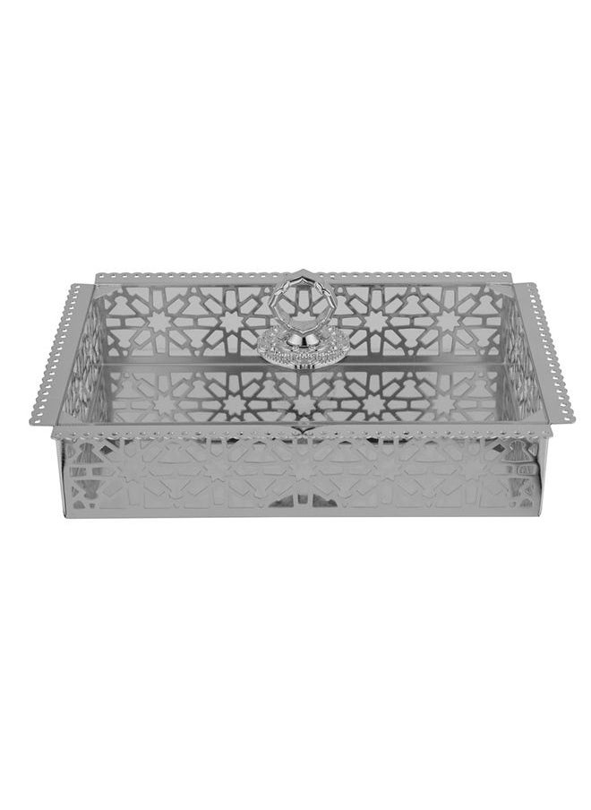 السيف ريمان صينية تقديم حديد استيل بغطاء كروم صغيرة  - Image 4