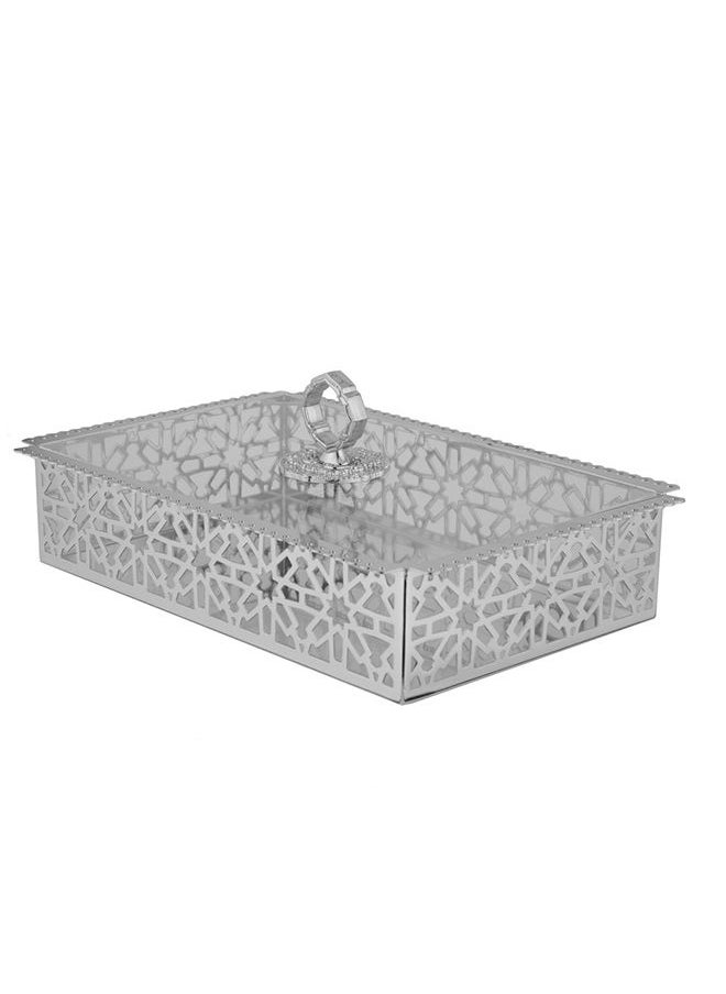 السيف ريمان صينية تقديم حديد استيل بغطاء كروم صغيرة  - Image 3