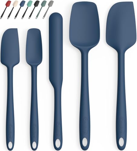 Coukre Silicone Spatula Set of 5,High Temperature Resistant, Food Grade Silicone, Dishwasher Safe, for Baking, Cooking (Pure Dark Blue) - Image 2
