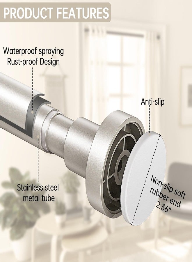 BRIOFOX Shower Curtain Rod Adjustable 18-78 Inch, Stainless Steel Spring Tension Shower Rod No Drilling Non Slip, Silver - Image 2