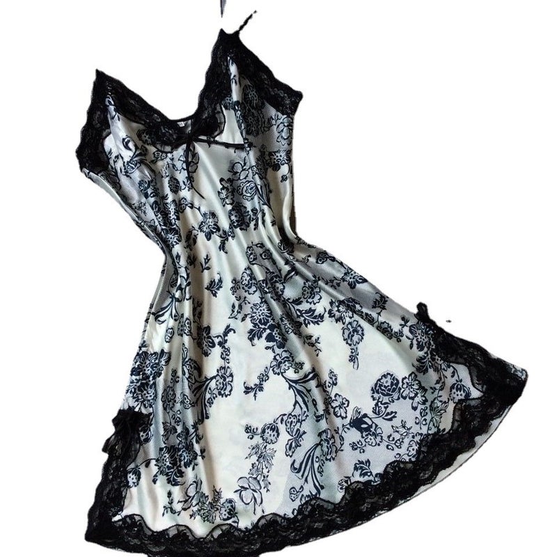 Ai Ju Si Women's Satin Silk Cami Nightdress V-Neck Sleeveless Short Homewear Summer Sleepwear - Image 5