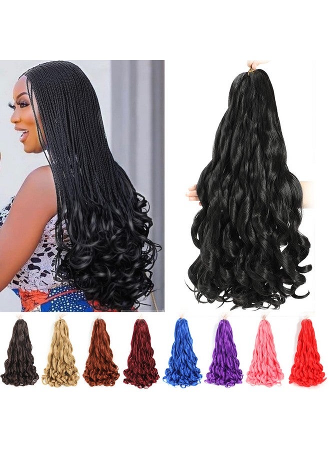 conrora French Curly Braiding Hair 24 Inch 8 Packs Pre Stretched Bouncy Braiding Hair Loose Wavy Braiding Hair Synthetic Hair Extensions For Black Women (24 Inch 8 Packs 1B) - Image 1