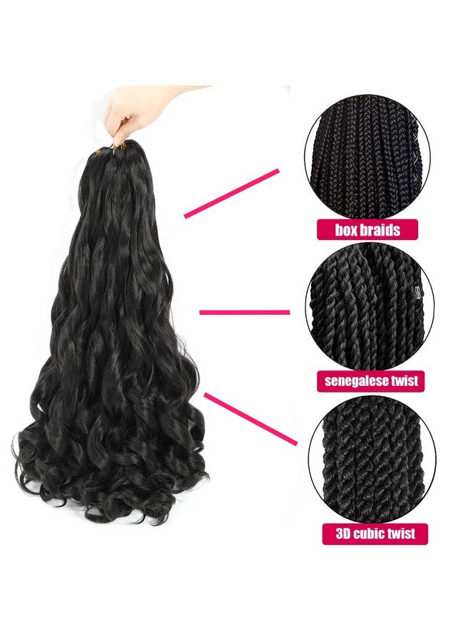 conrora French Curly Braiding Hair 24 Inch 8 Packs Pre Stretched Bouncy Braiding Hair Loose Wavy Braiding Hair Synthetic Hair Extensions For Black Women (24 Inch 8 Packs 1B) - Image 4