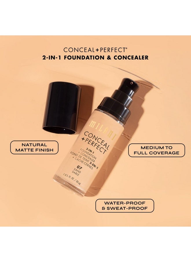 MILANI - Conceal + Perfect 2 In 1 Foundation + Concealer Cocoa (1 Fl. Oz.) Cruelty Free Liquid Foundation Cover Under Eye Circles Blemishes & Skin Discoloration For A Flawless Complexion - Image 1