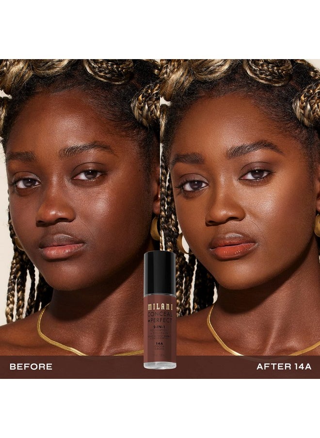MILANI - Conceal + Perfect 2 In 1 Foundation + Concealer Cocoa (1 Fl. Oz.) Cruelty Free Liquid Foundation Cover Under Eye Circles Blemishes & Skin Discoloration For A Flawless Complexion - Image 1
