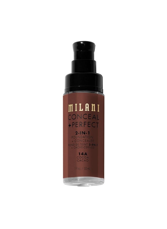 MILANI - Conceal + Perfect 2 In 1 Foundation + Concealer Cocoa (1 Fl. Oz.) Cruelty Free Liquid Foundation Cover Under Eye Circles Blemishes & Skin Discoloration For A Flawless Complexion - Image 1