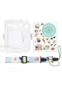 Generic 3 Pack Clear Camera Case Compatible with Fujifilm Instax Mini 12 Instant Camera, Mini 12 Hard Case with Photo Pocket Holds on Back and Adjustable Shoulder Strap & Cute Camera Sticker (Green)  - Image 3