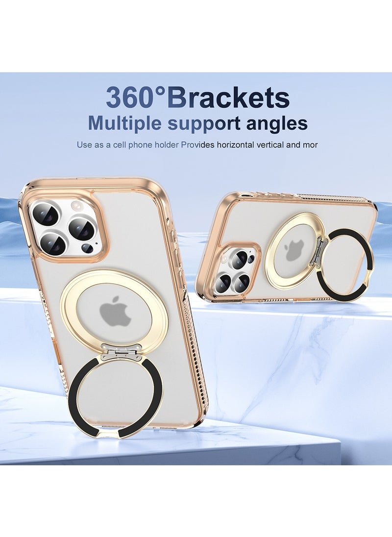 X-level iPhone 16 Pro Max Magsafe Case Foldable Ring,Strong Magnetic, Sturdy & Versatile Stand,Grade Drop Protection,iPhone 16 Pro Max Magnetic Stand Cover Anti-Fingerprint Anti-Scratch Gold  - Image 1