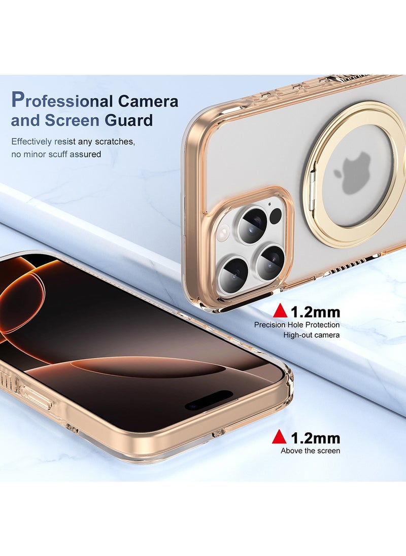 X-level iPhone 16 Pro Max Magsafe Case Foldable Ring,Strong Magnetic, Sturdy & Versatile Stand,Grade Drop Protection,iPhone 16 Pro Max Magnetic Stand Cover Anti-Fingerprint Anti-Scratch Gold  - Image 2