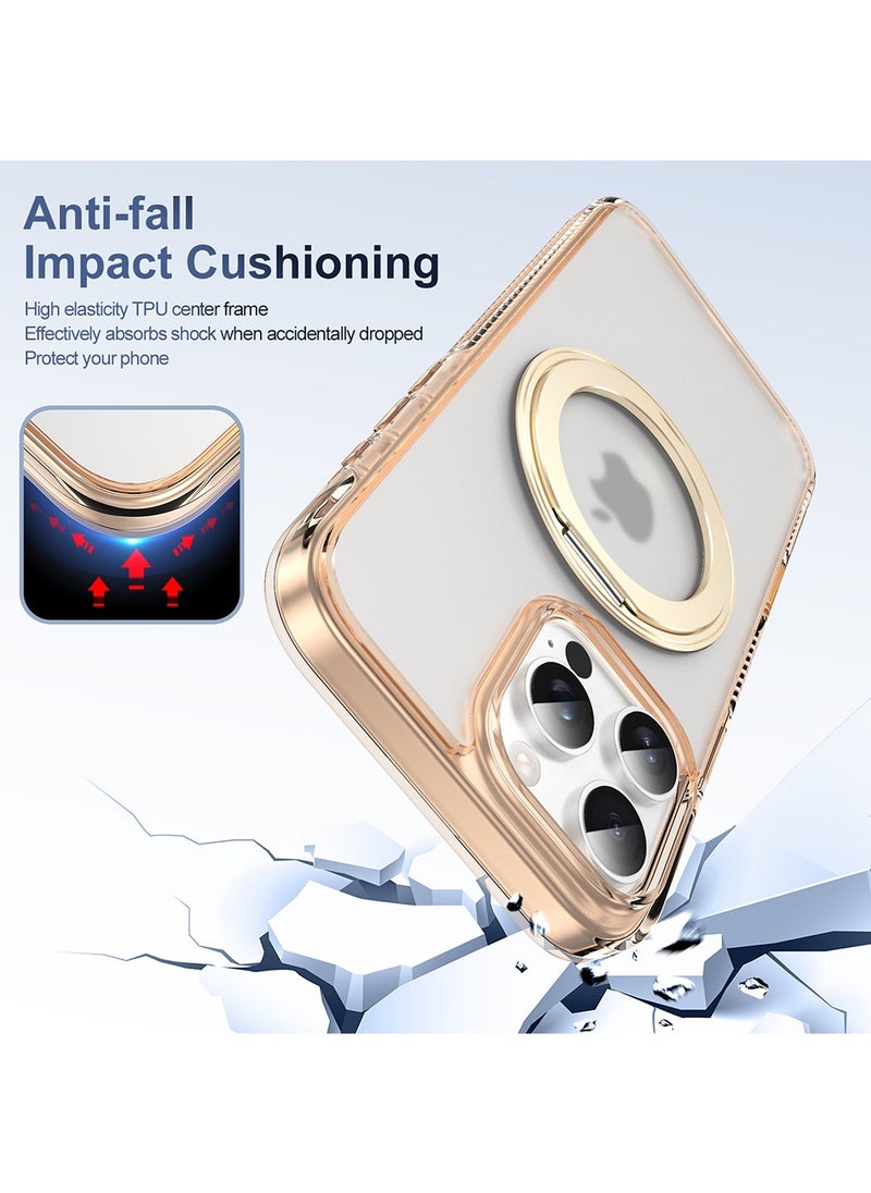 X-level iPhone 16 Pro Max Magsafe Case Foldable Ring,Strong Magnetic, Sturdy & Versatile Stand,Grade Drop Protection,iPhone 16 Pro Max Magnetic Stand Cover Anti-Fingerprint Anti-Scratch Gold  - Image 3
