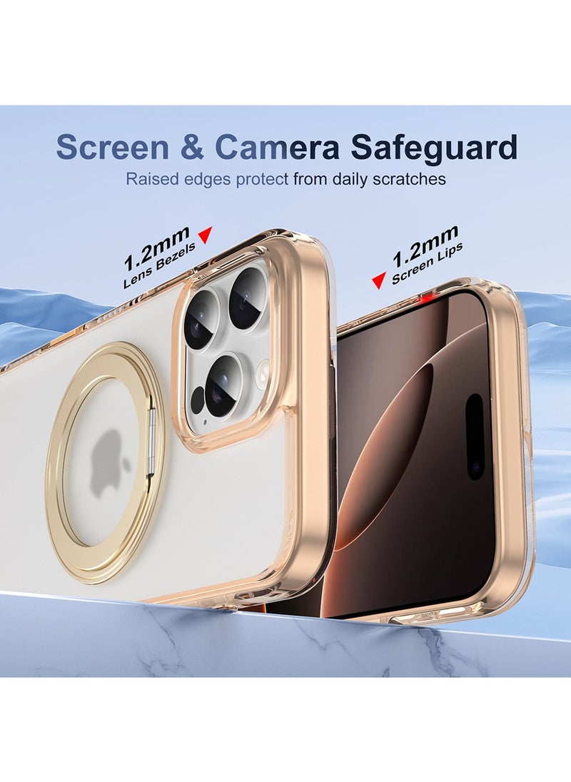 X-level iPhone 16 Pro Max Magsafe Case Foldable Ring,Strong Magnetic, Sturdy & Versatile Stand,Grade Drop Protection,iPhone 16 Pro Max Magnetic Stand Cover Anti-Fingerprint Anti-Scratch Gold  - Image 5
