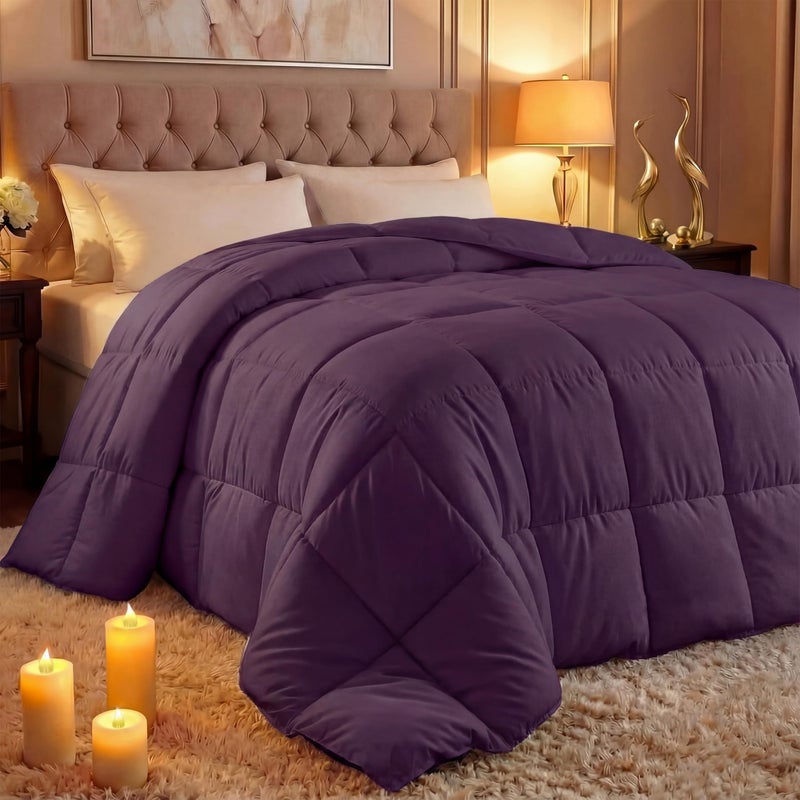 Utopia Bedding Quilted Comforter Duvet Insert, Box Stitched Down Alternative Comforter, Twin (Plum) - Image 1