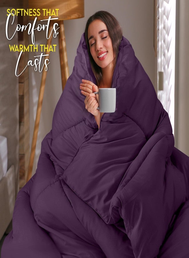 Utopia Bedding Quilted Comforter Duvet Insert, Box Stitched Down Alternative Comforter, Twin (Plum) - Image 3