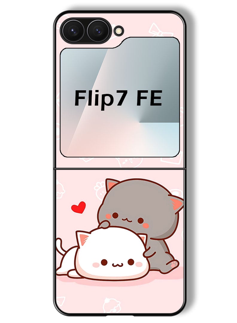 Theodor Case Compatible with Samsung Galaxy Z Flip 7 FE 6.7 Inch Protection Shockproof Bumper Cover Cat Lovers - Image 1