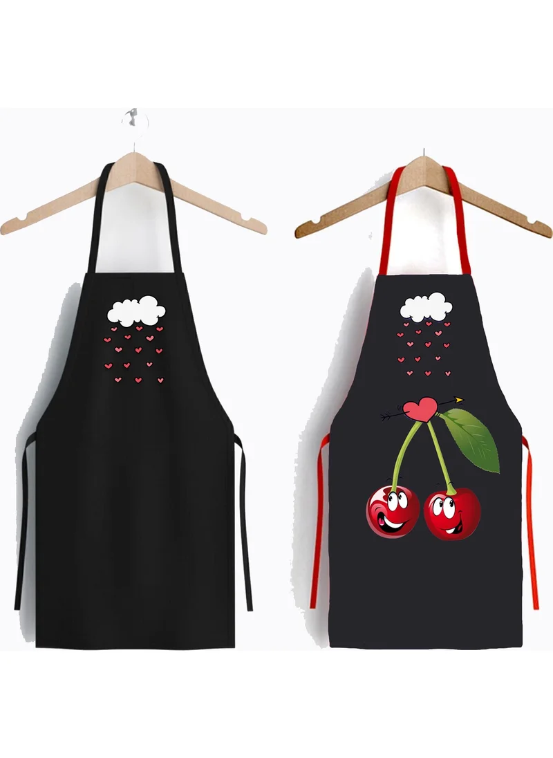 Ays Home Set of 2 Red Cherry Stain-Proof Kitchen Aprons