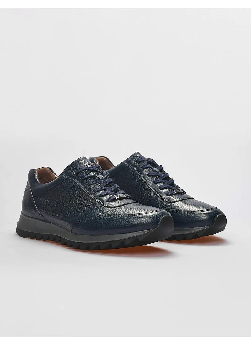 Cabani Leather Navy Blue Lace-up Men's Sports Shoes