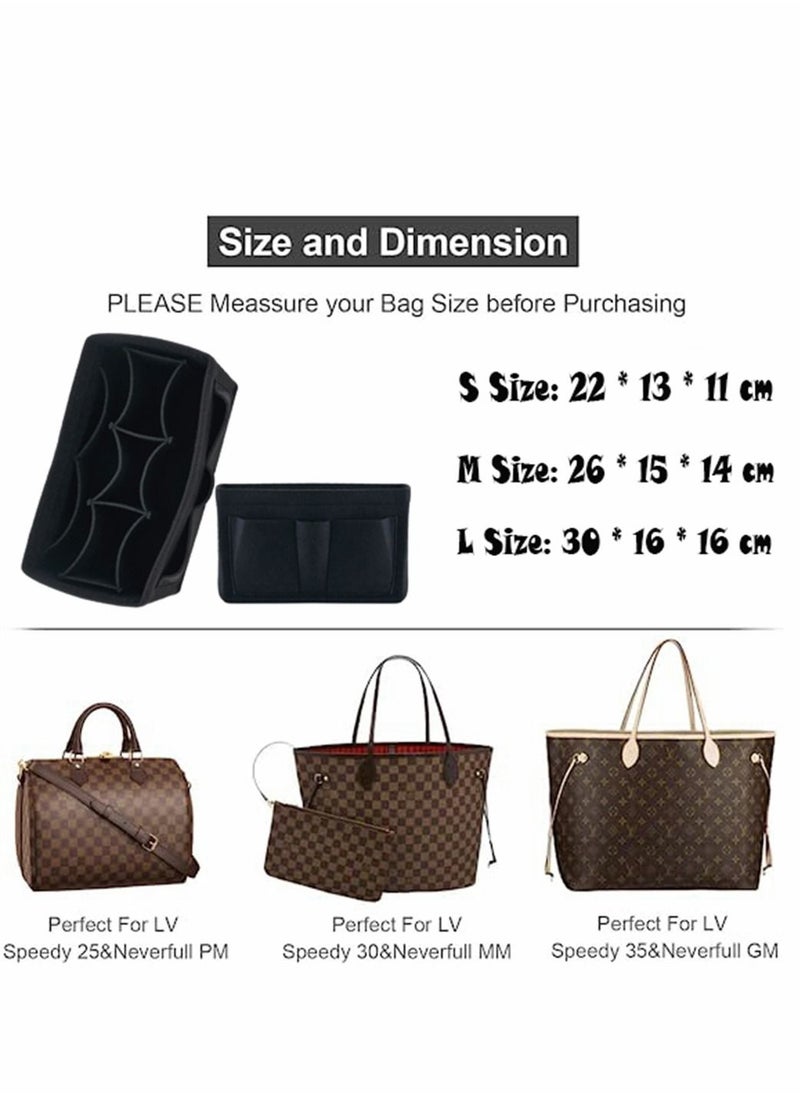 SYOSI Purse Organizer Insert, Women Felt Bag Organizer Insert, Multi-Pocket Bag in Bag for Womens Handbag Travel Tote Hobo Bag Storage Purse Liner Divider for Any Brand Tote, Black, L Size  - Image 4