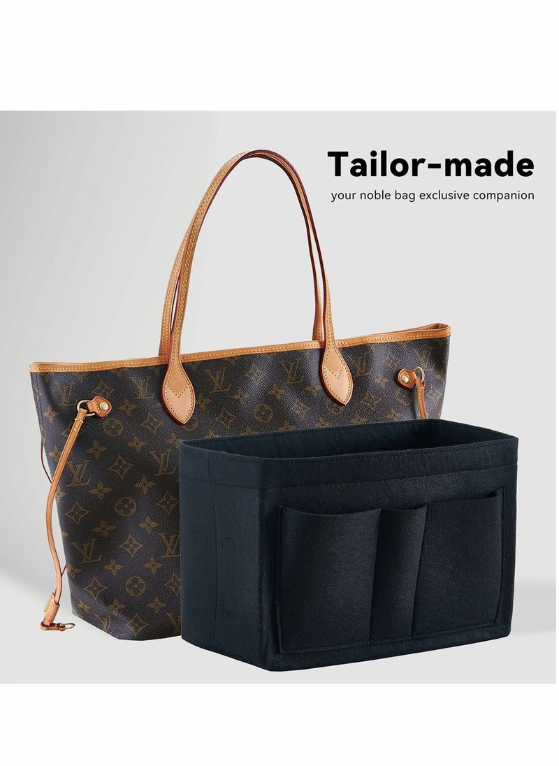 SYOSI Purse Organizer Insert, Women Felt Bag Organizer Insert, Multi-Pocket Bag in Bag for Womens Handbag Travel Tote Hobo Bag Storage Purse Liner Divider for Any Brand Tote, Black, L Size  - Image 5