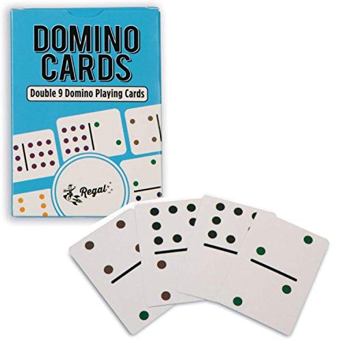 Regal Games - Double 9 Domino Playing Cards - Colored Dots Deck - Family-Friendly Domino Card Game - 2-8 Players - Ages 8+ - 55 Card Deck - 3.5” x 2.5” - Image 1