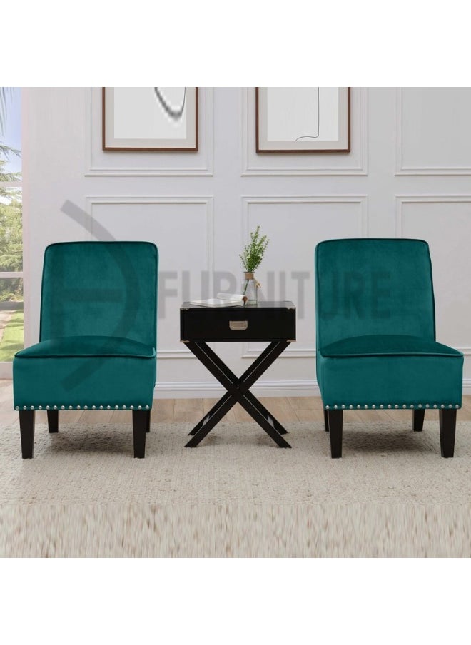DIVINE FURNITURE Comfortable Velvet Accent Armless Chairs  - Image 1